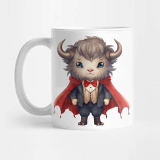 Cartoon American Bison in Dracula Costume Mug